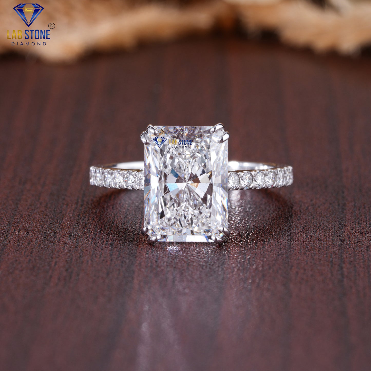 4.30 TDW Radiant Cut Women's Diamond Hidden Halo Ring