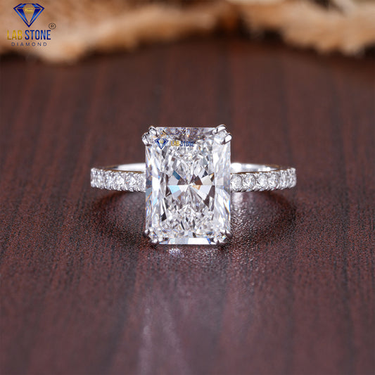4.30 TDW Radiant Cut Women's Diamond Hidden Halo Ring