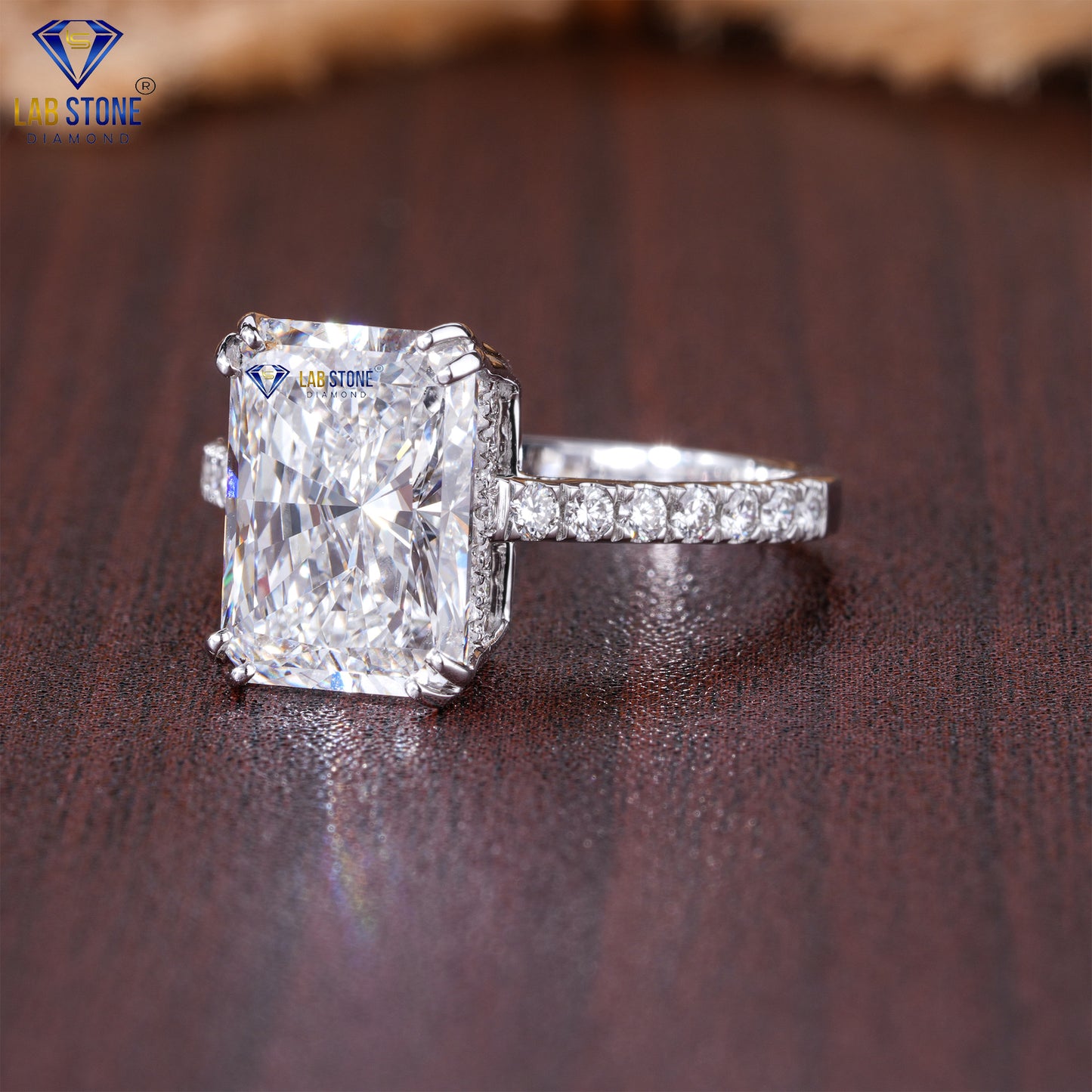 4.30 TDW Radiant Cut Women's Diamond Hidden Halo Ring