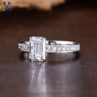 1.39 TDW Round & Emerald Cut Women’s Diamond Engagement Ring