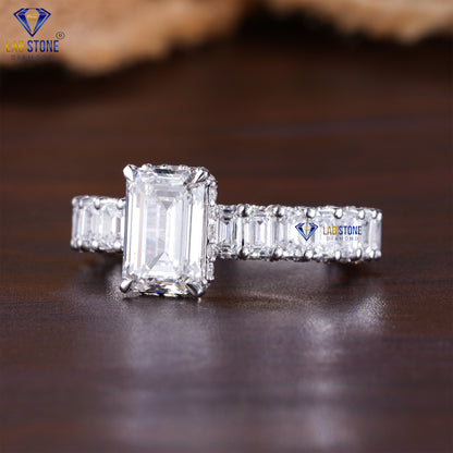 3.87 TDW Emerald & Round Cut Diamond Women’s Engagement Ring