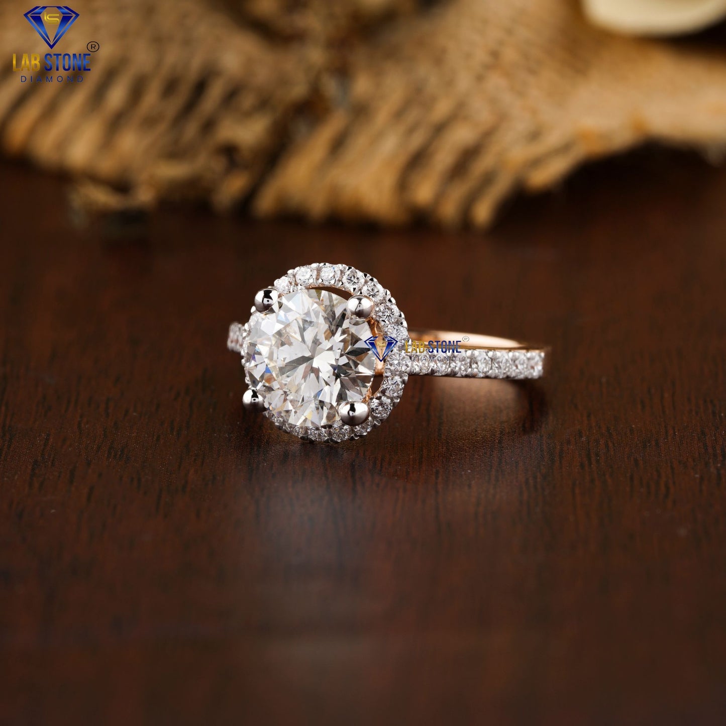 2.71 TDW Round Cut Women’s Halo Diamond Ring