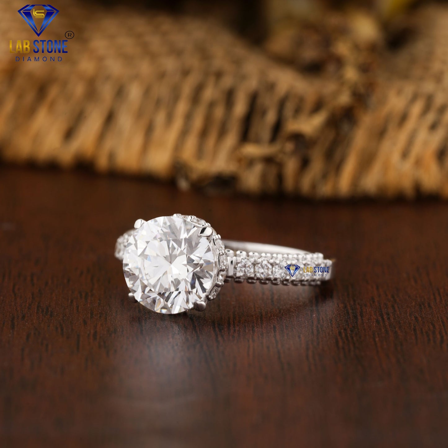 0.93 TDW Round Cut Hidden Halo Diamond Ring for Women