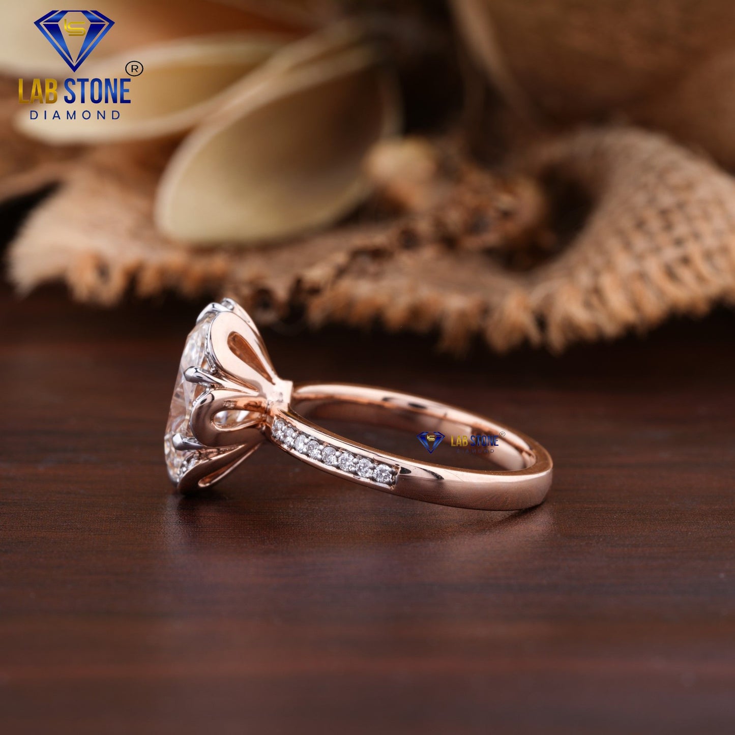 3.32 TDW Fancy Pink Oval & Round Cut Women’s Halo Diamond Ring