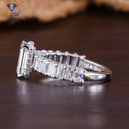 3.87 TDW Emerald & Round Cut Diamond Women’s Engagement Ring