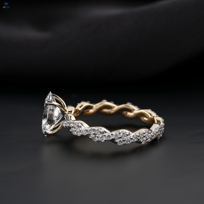 2.05 TDW Oval & Round Cut Women’s Engagement Diamond Ring