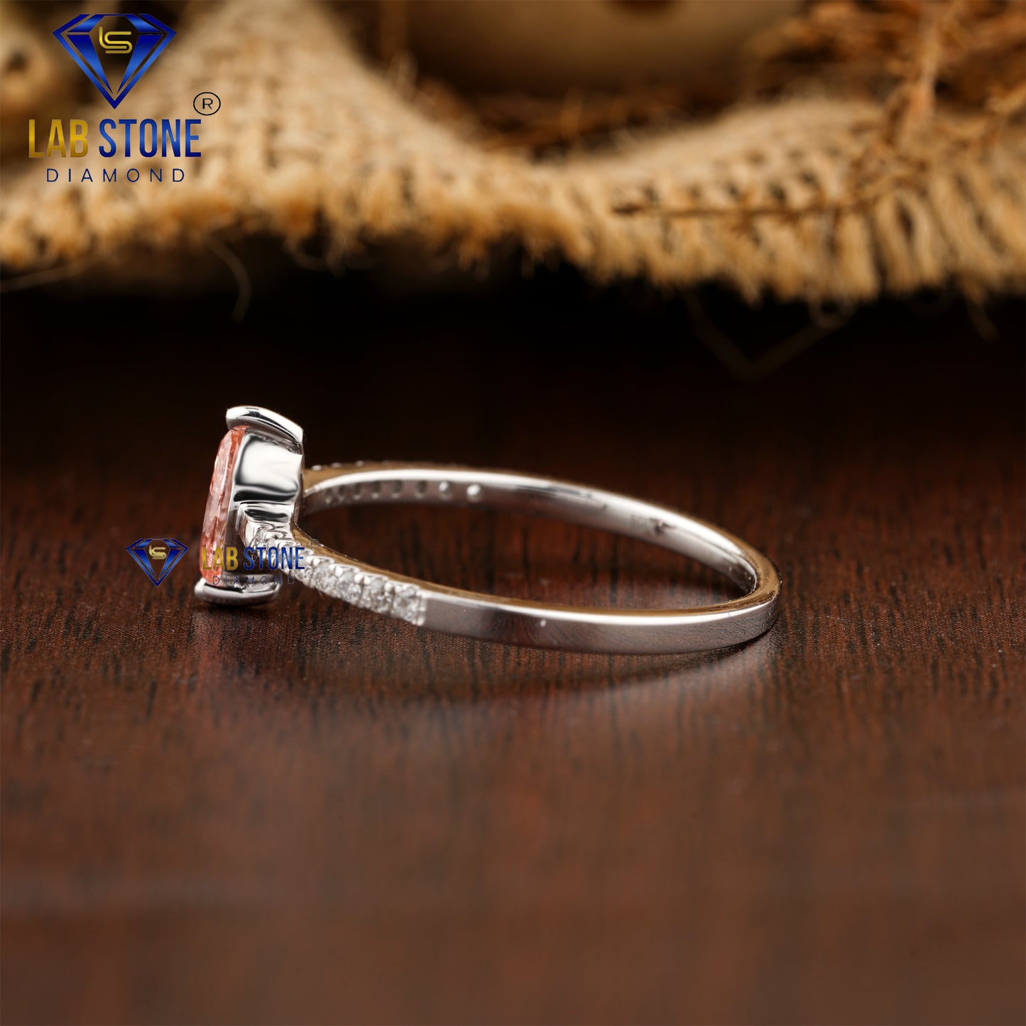 0.352 TDW Fancy Pink Marquise & Round Cut Diamond Women’s Engagement Ring