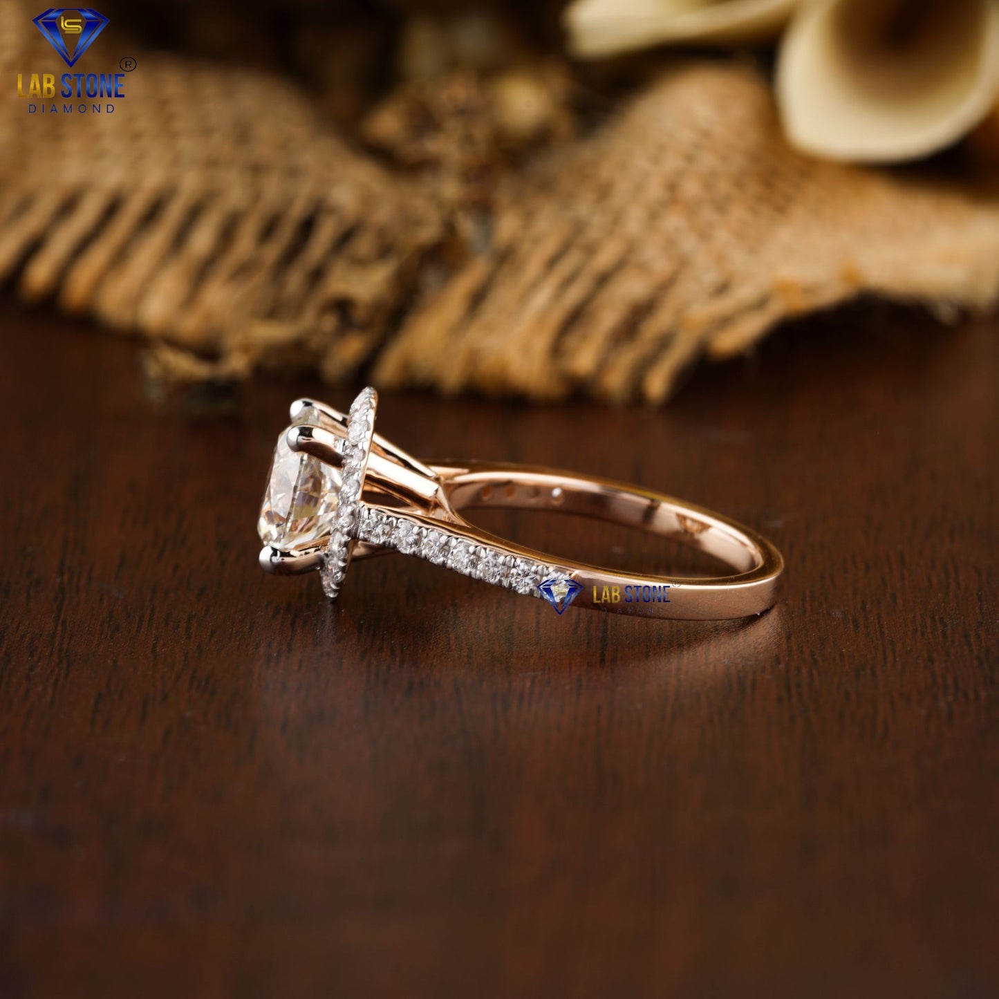 2.71 TDW Round Cut Women’s Halo Diamond Ring