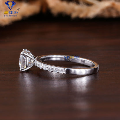 1.34 TDW Cushion & Round Cut Women's Diamond Ring