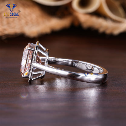 5.14 TDW Fancy Pink Radiant & Round Cut Diamond Women’s Halo Ring