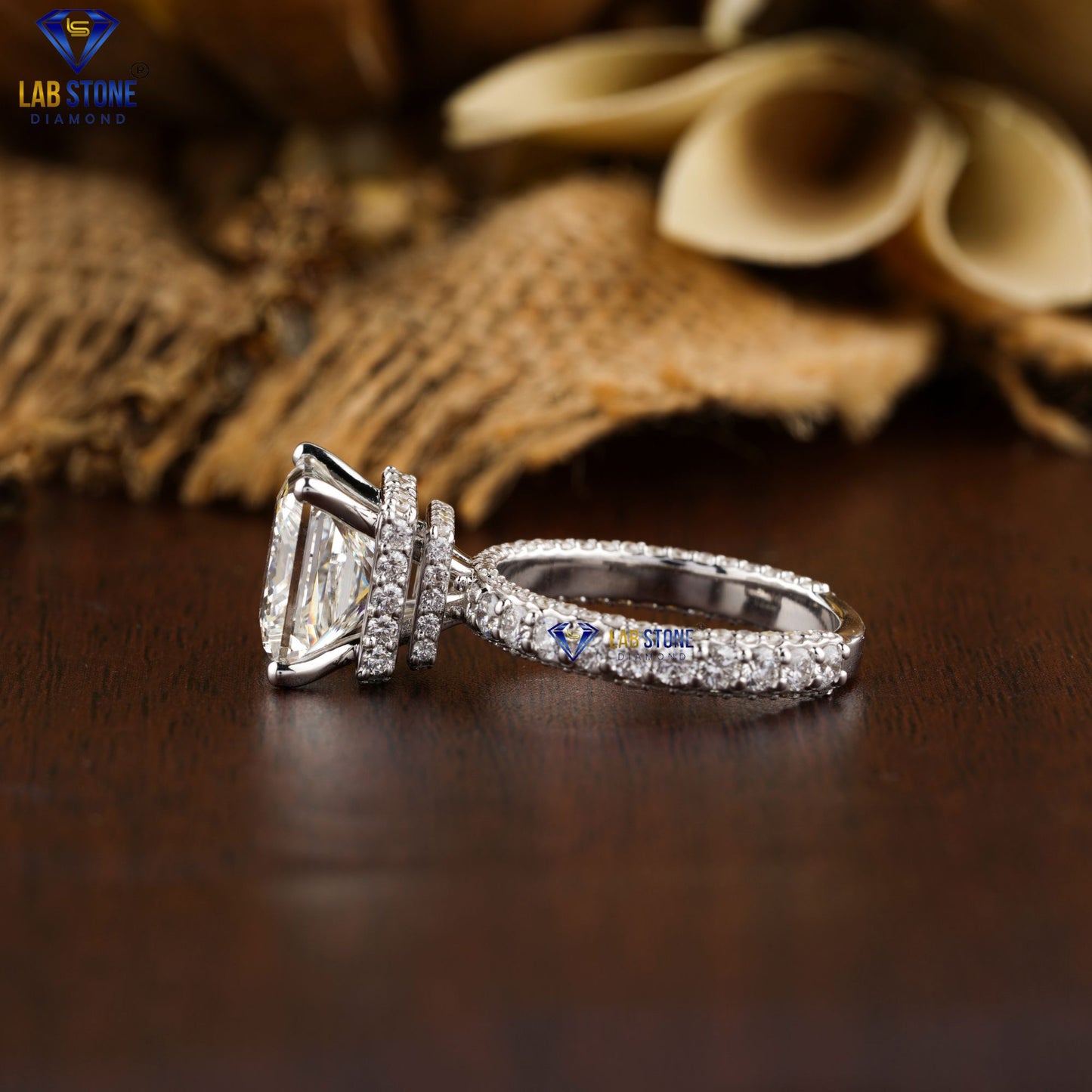 7.25 TDW Princess & Round Cut Diamond Hidden Halo Ring