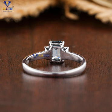 1.07 TDW Fancy Blue Emerald & Round Cut Women’s Engagement Diamond Ring