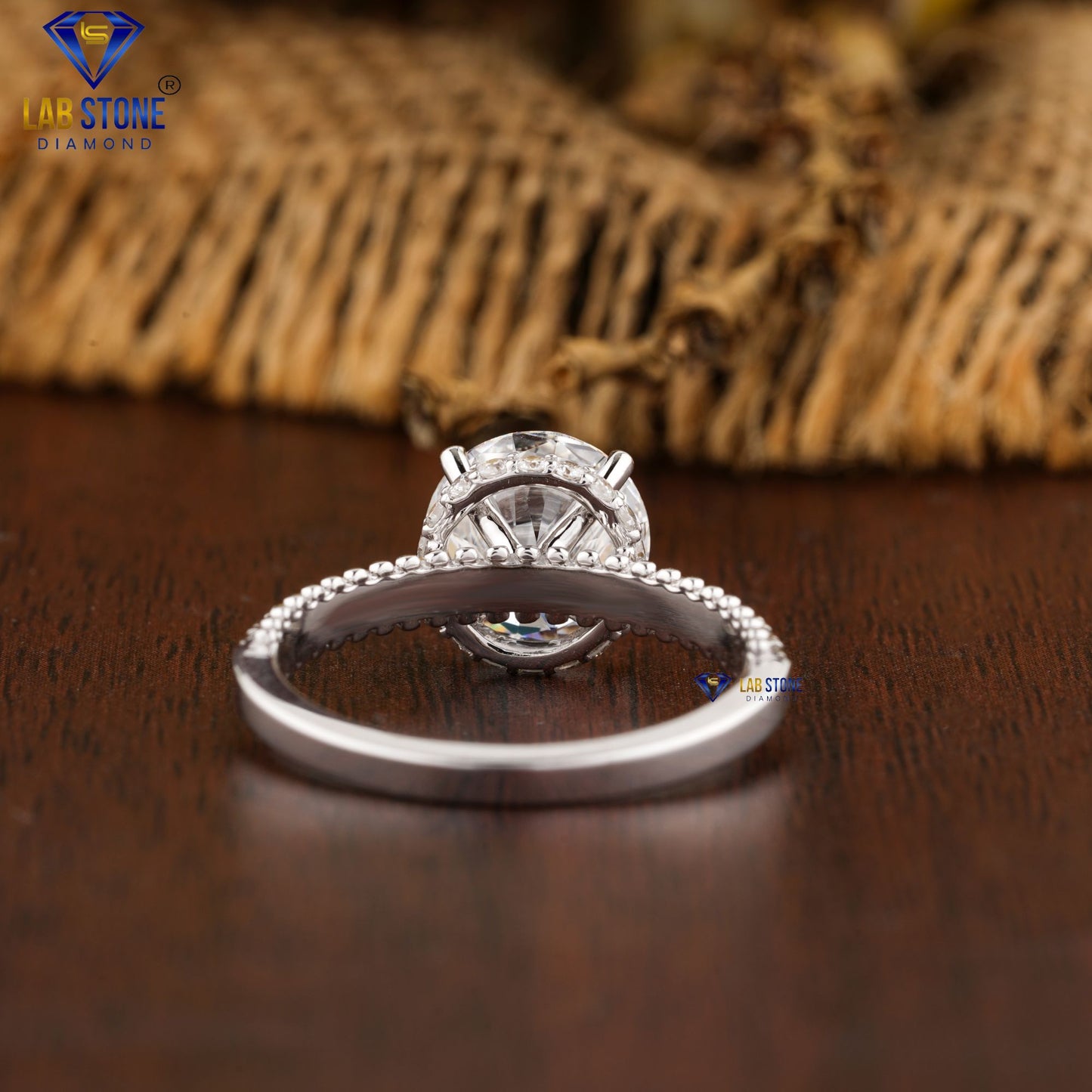 0.93 TDW Round Cut Hidden Halo Diamond Ring for Women