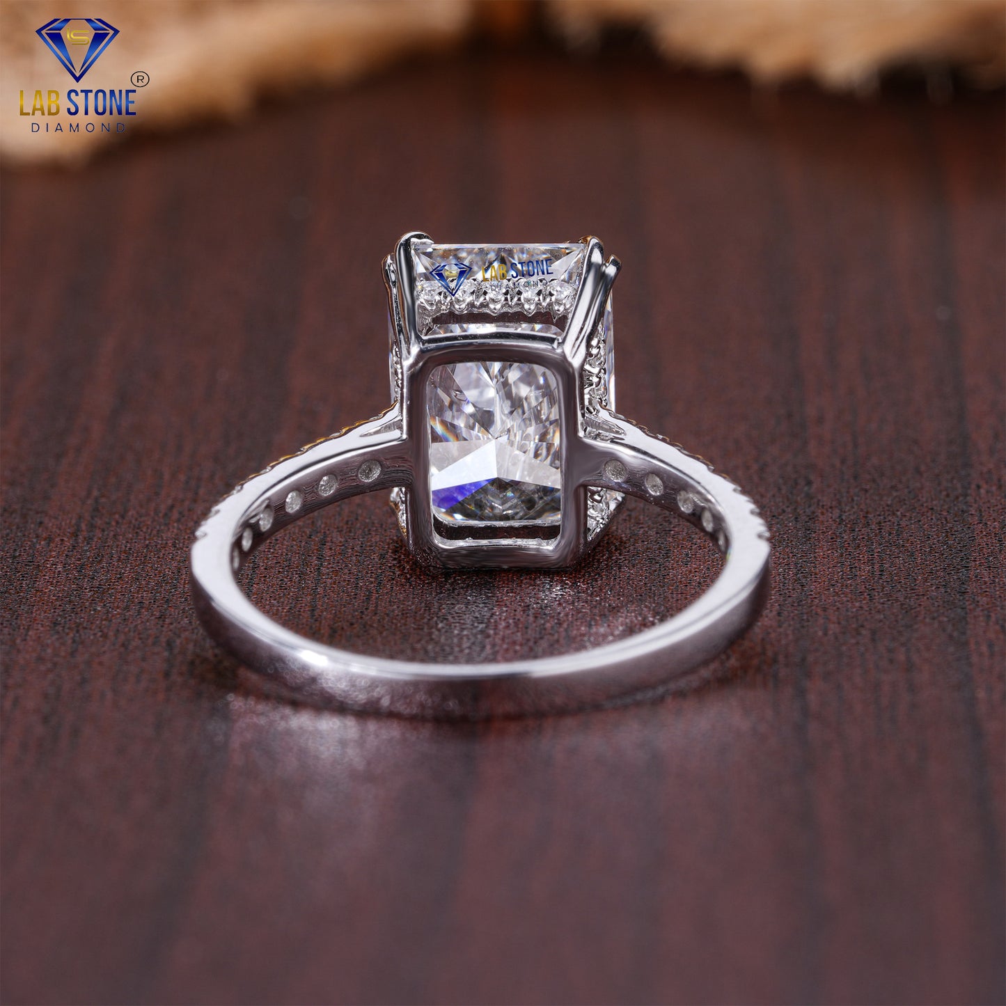 4.30 TDW Radiant Cut Women's Diamond Hidden Halo Ring