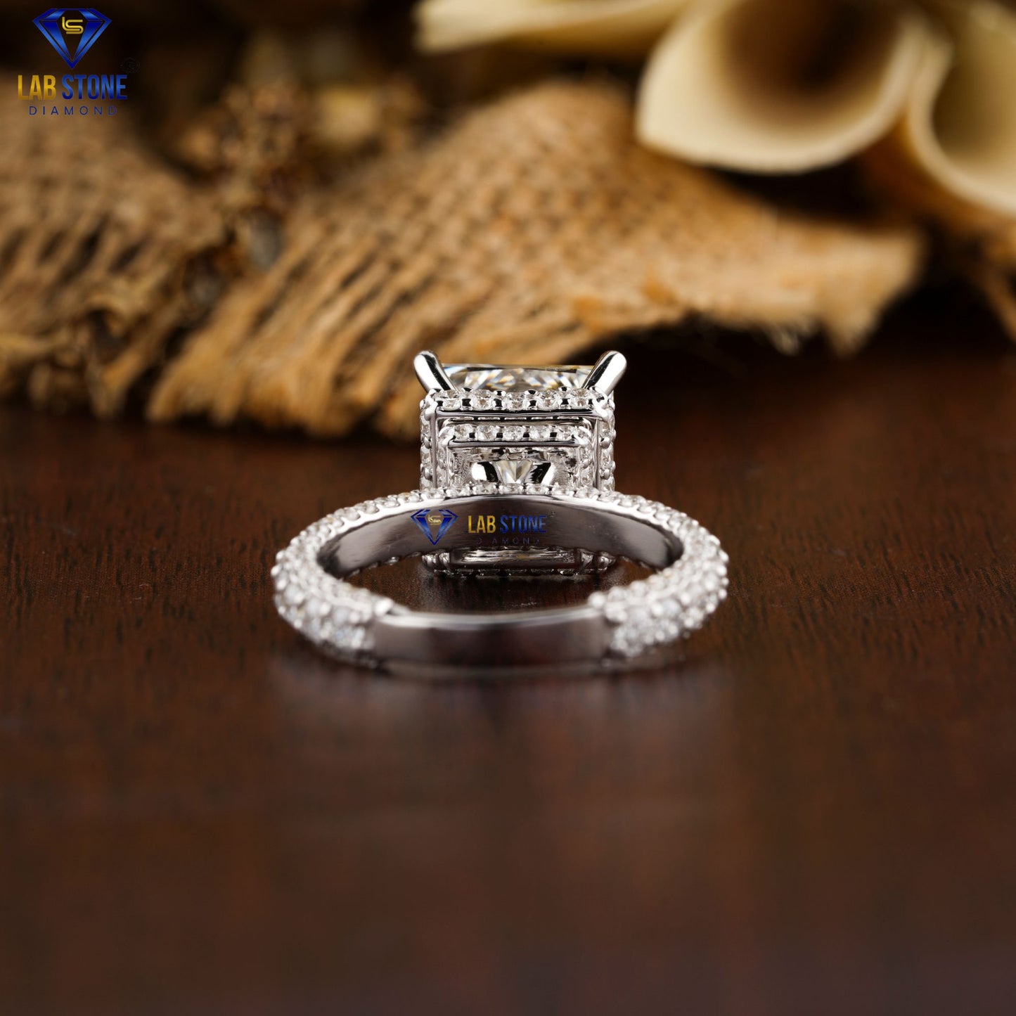 7.25 TDW Princess & Round Cut Diamond Hidden Halo Ring
