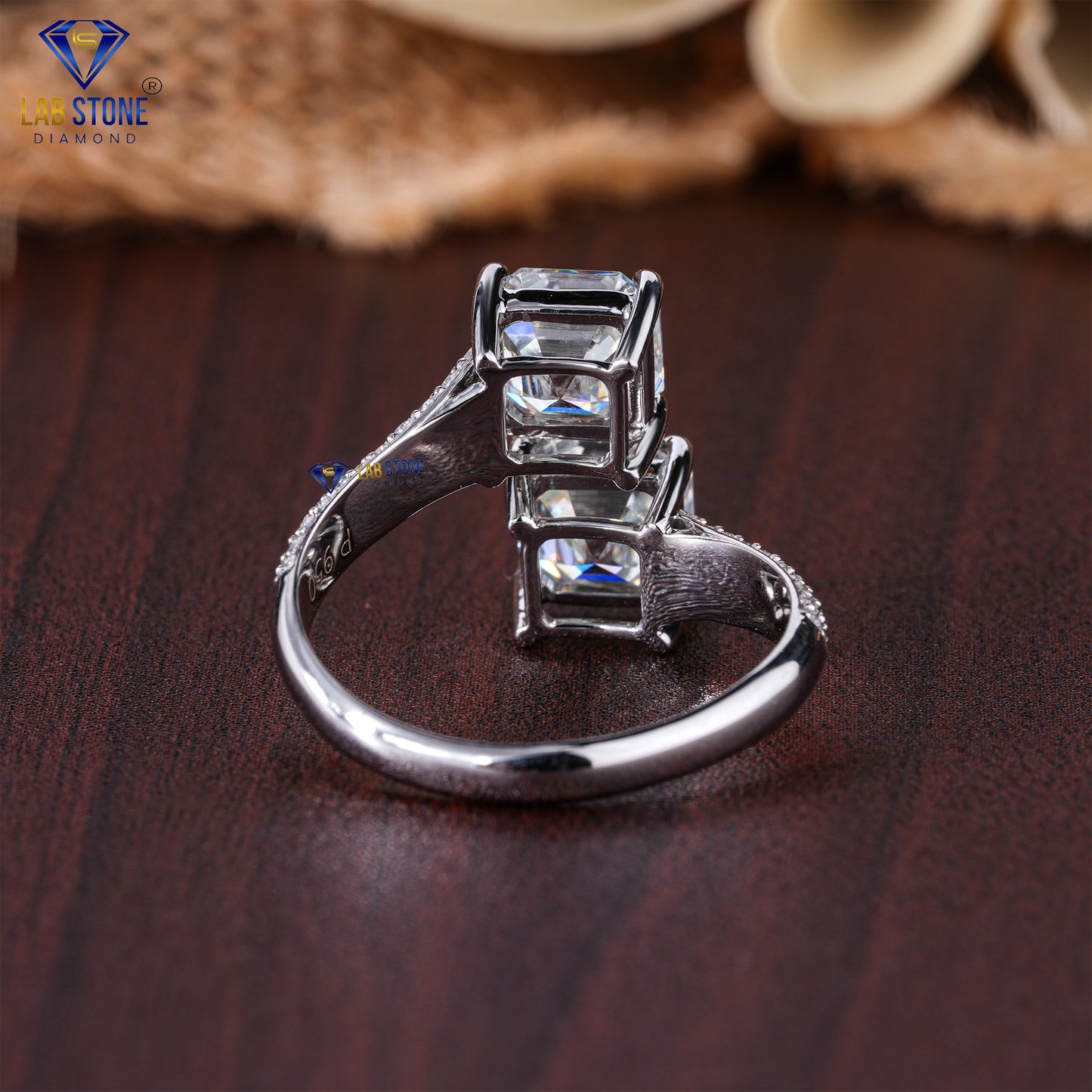 3.92 TDW Asscher & Round Cut Women’s Diamond Engagement Ring