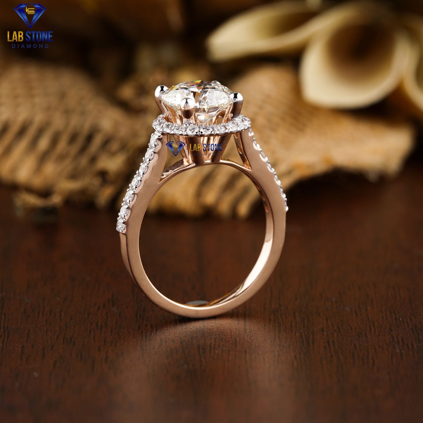 2.71 TDW Round Cut Women’s Halo Diamond Ring