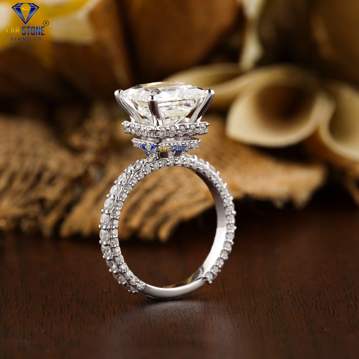 7.25 TDW Princess & Round Cut Diamond Hidden Halo Ring