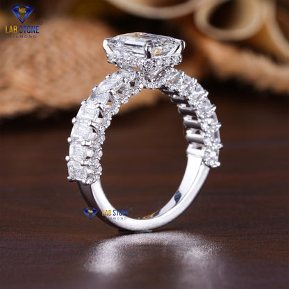 3.87 TDW Emerald & Round Cut Diamond Women’s Engagement Ring