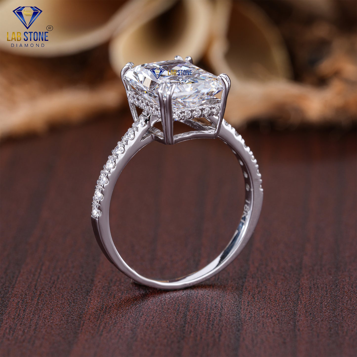 4.30 TDW Radiant Cut Women's Diamond Hidden Halo Ring