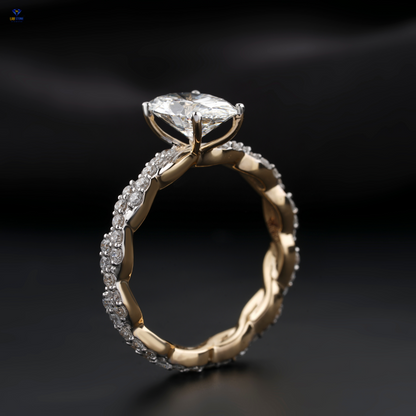 2.05 TDW Oval & Round Cut Women’s Engagement Diamond Ring