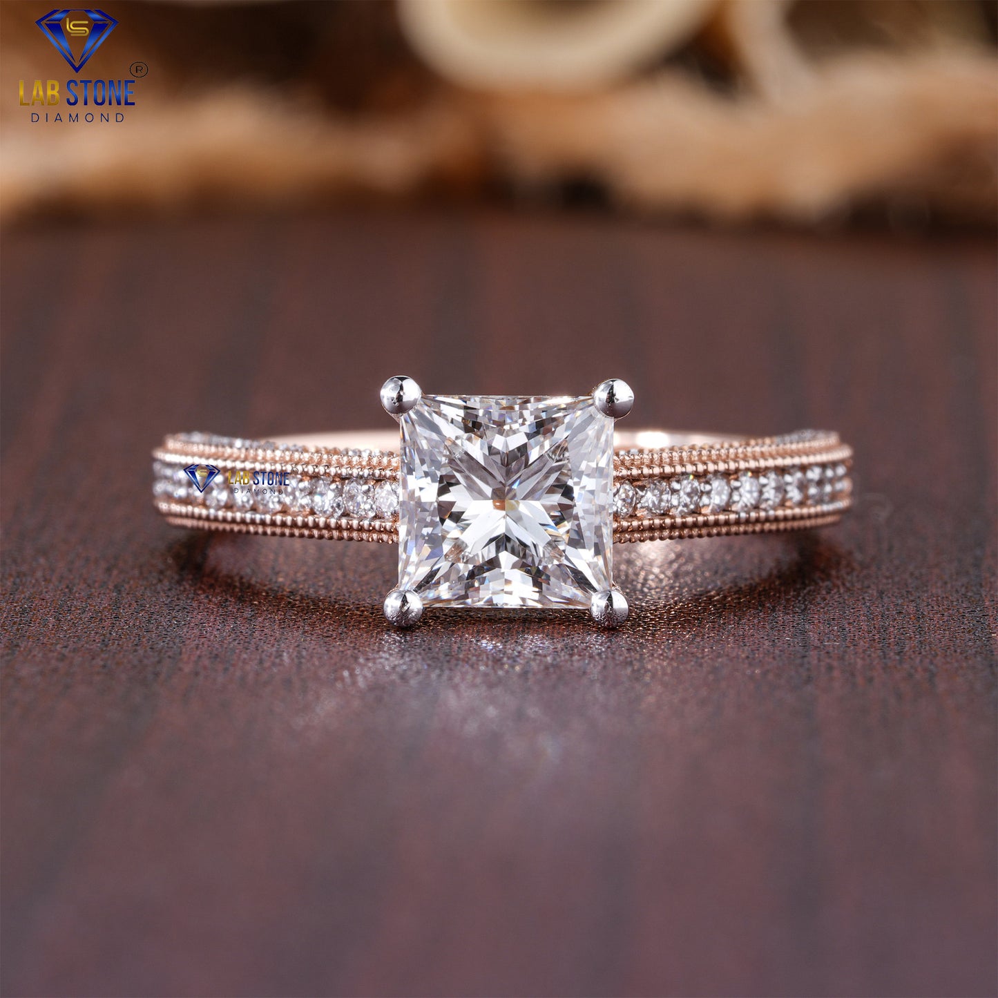 1.39 TDW Princess Cut Women’s Diamond Engagement Ring