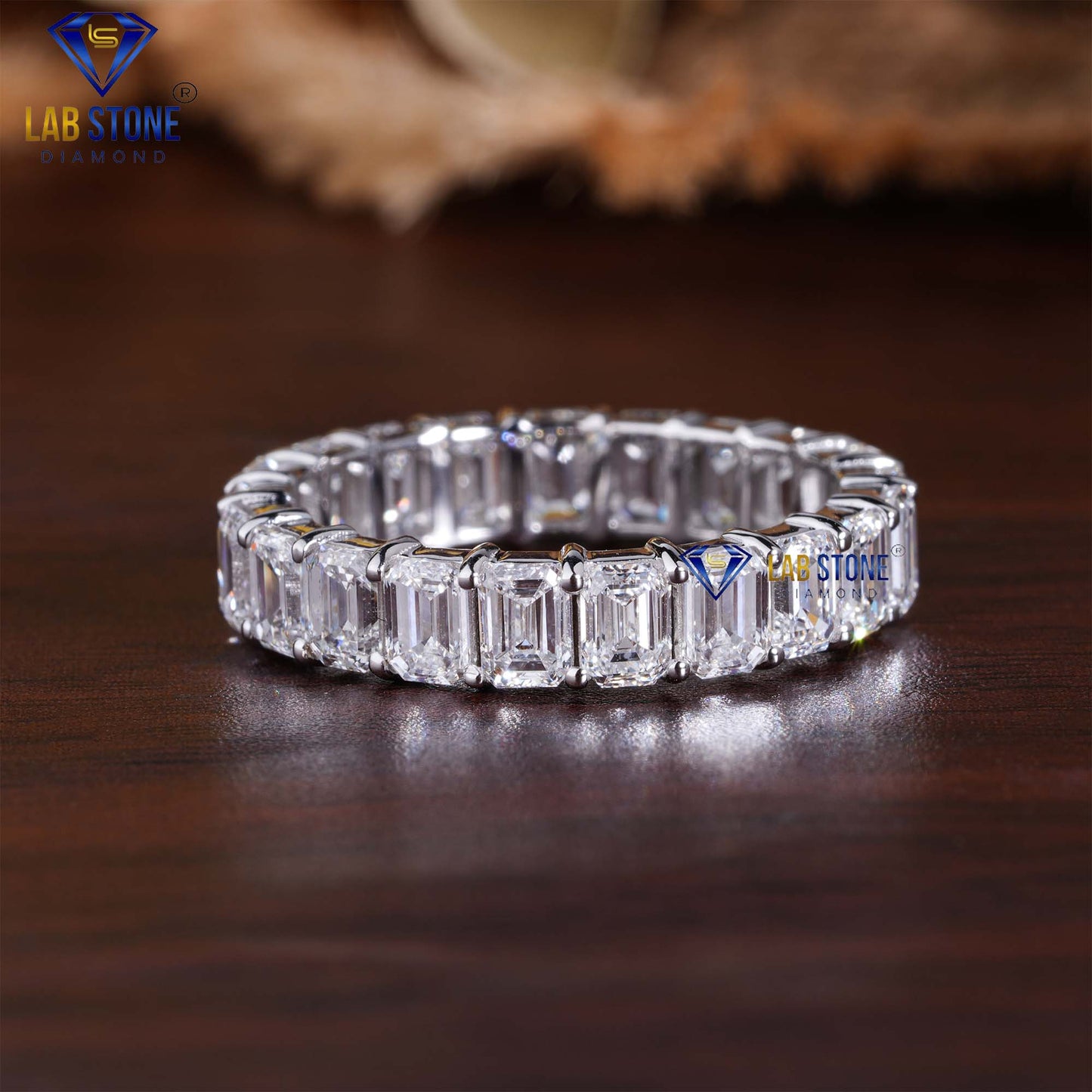 3.74 TDW Emerald Cut Eternity Diamond Band