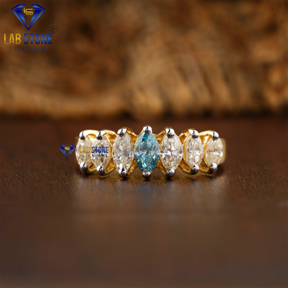 1.40 TDW F. Blue Marquise Cut Diamond Eternity Band