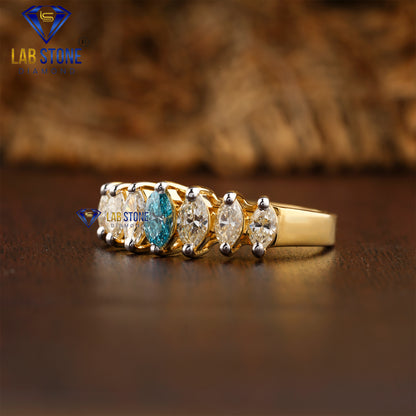 1.40 TDW F. Blue Marquise Cut Diamond Eternity Band