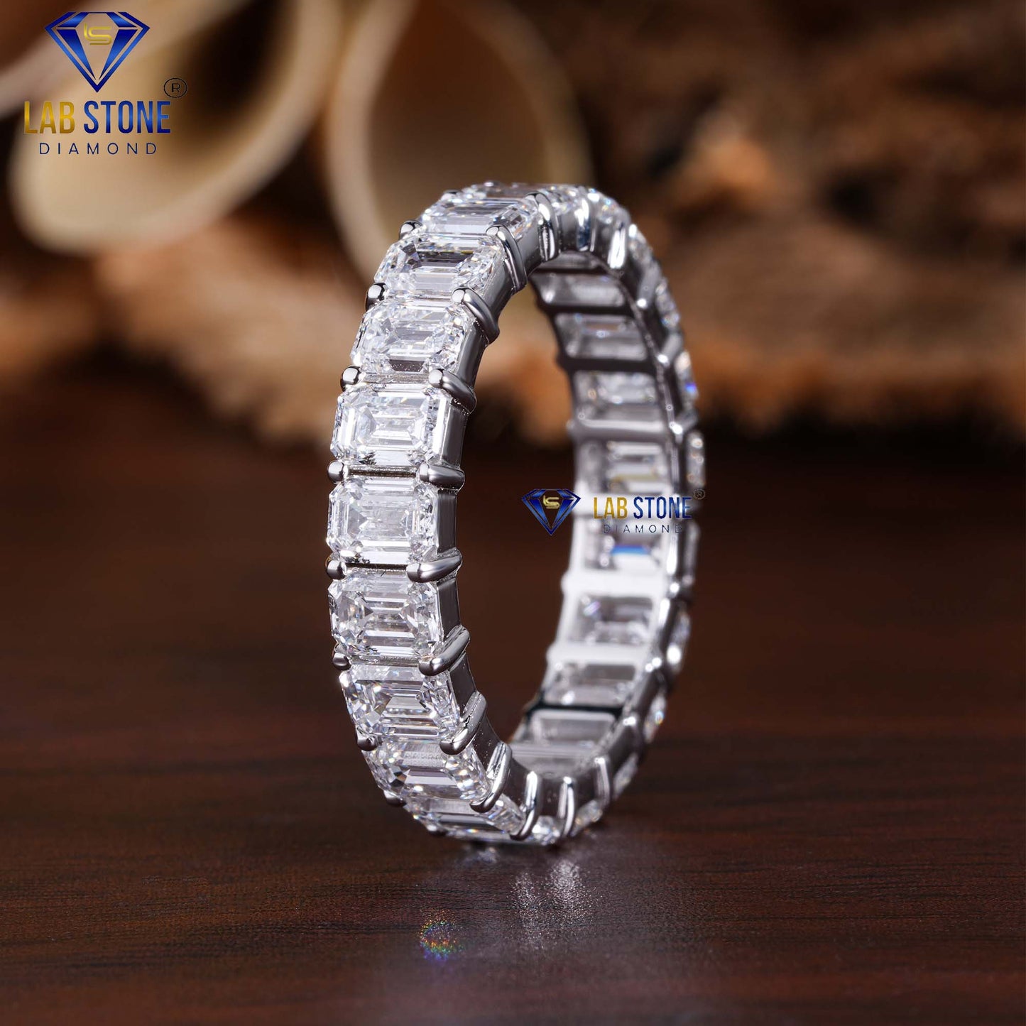 3.74 TDW Emerald Cut Eternity Diamond Band