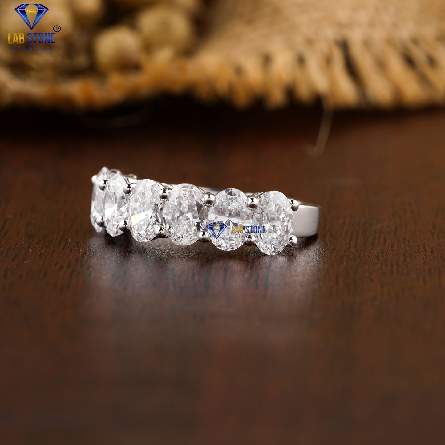 2.03 TDW Oval Cut Women’s Diamond Half Eternity Band