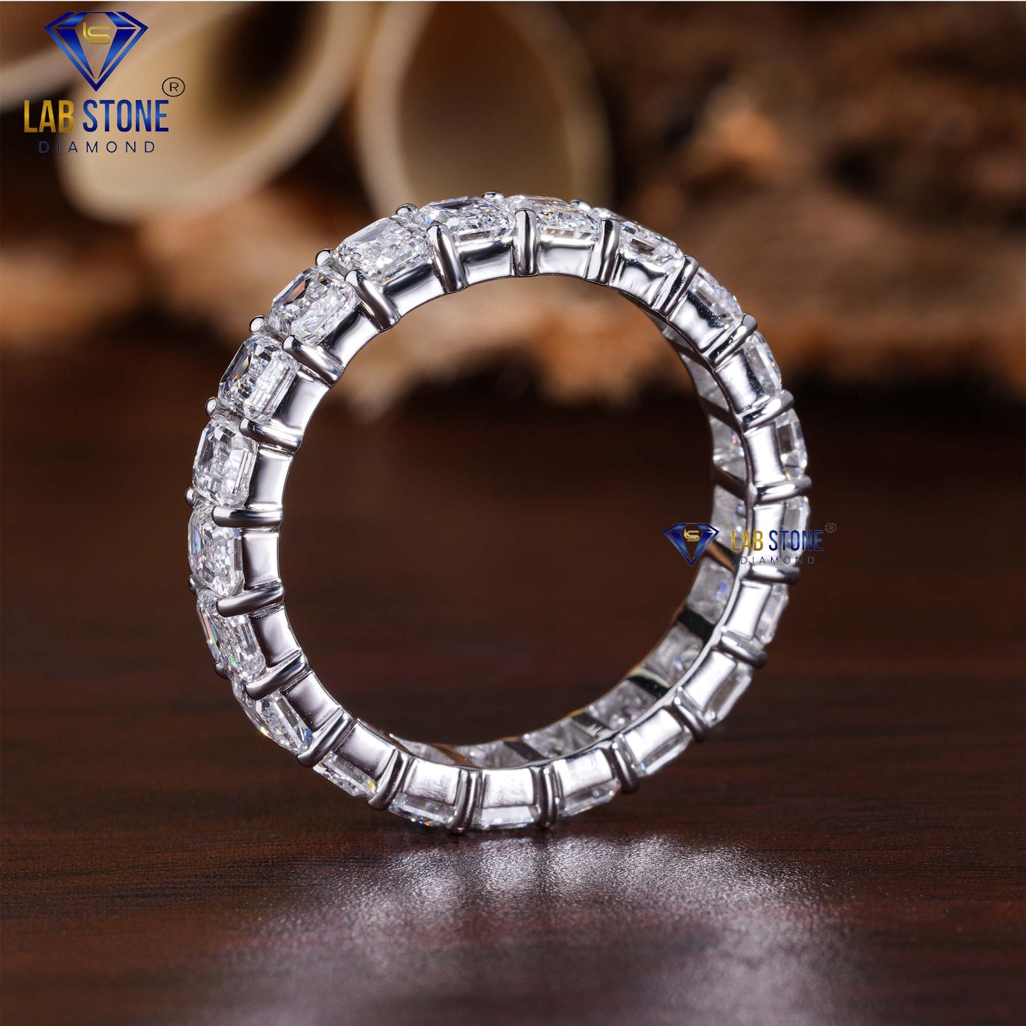 3.74 TDW Emerald Cut Eternity Diamond Band