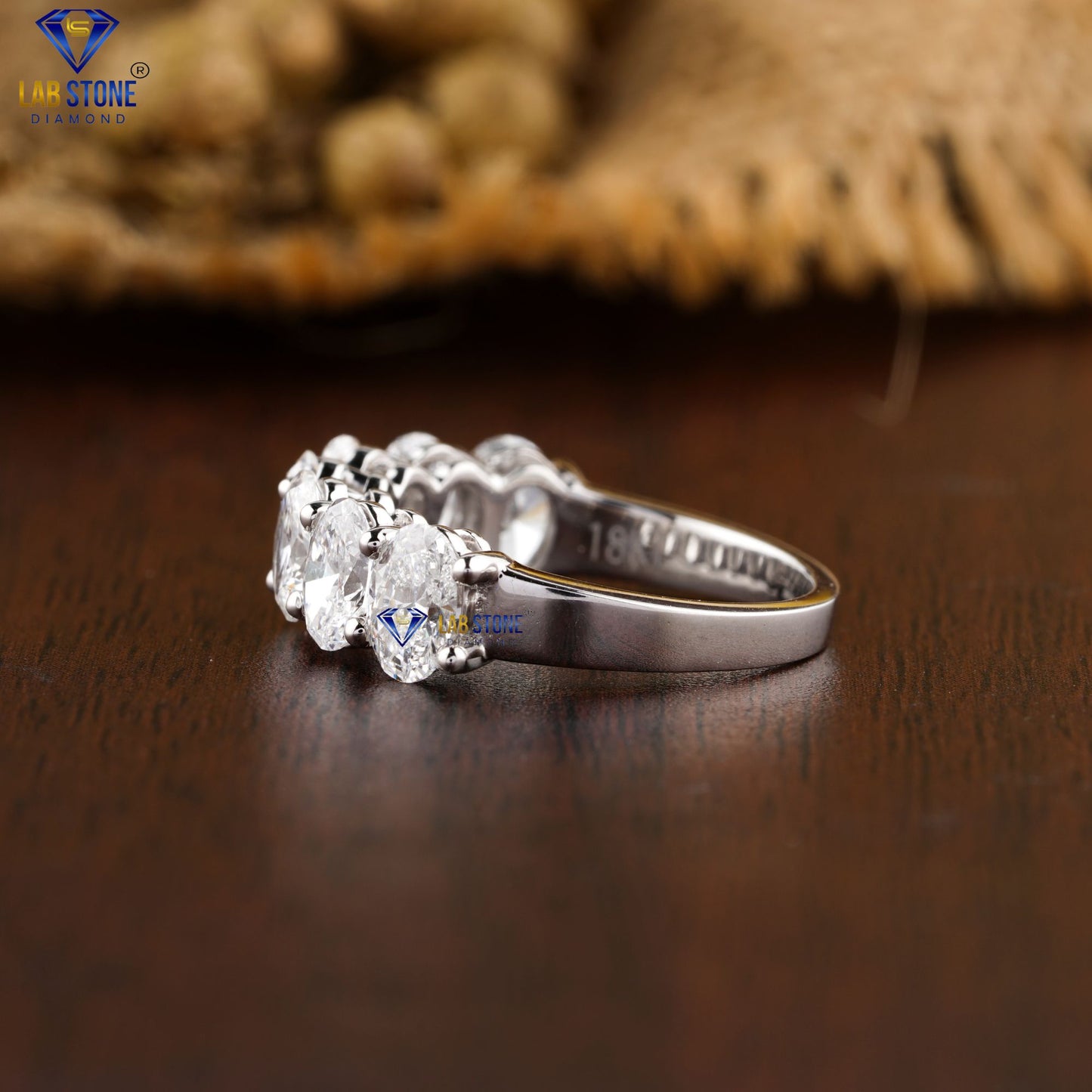 2.03 TDW Oval Cut Women’s Diamond Half Eternity Band