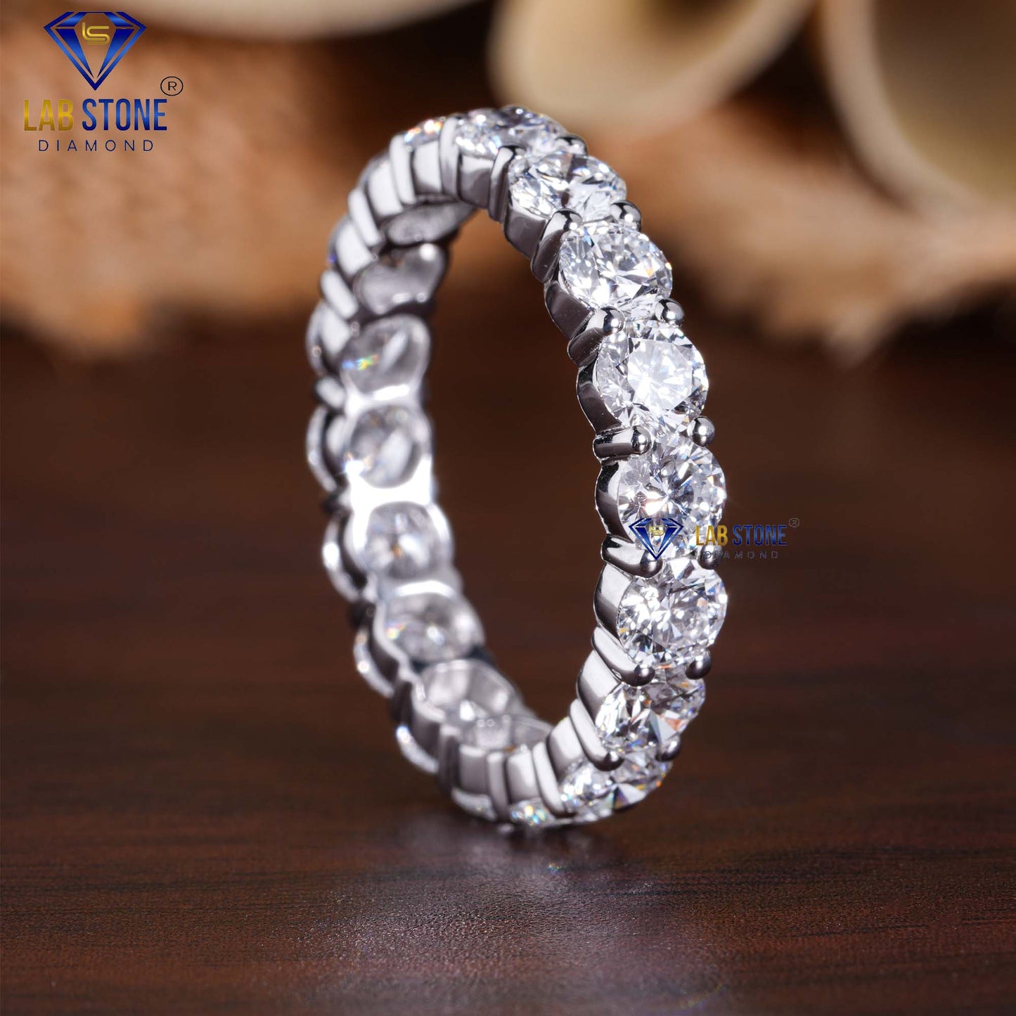 3.40 Carat Round Cut Diamond Eternity Ring