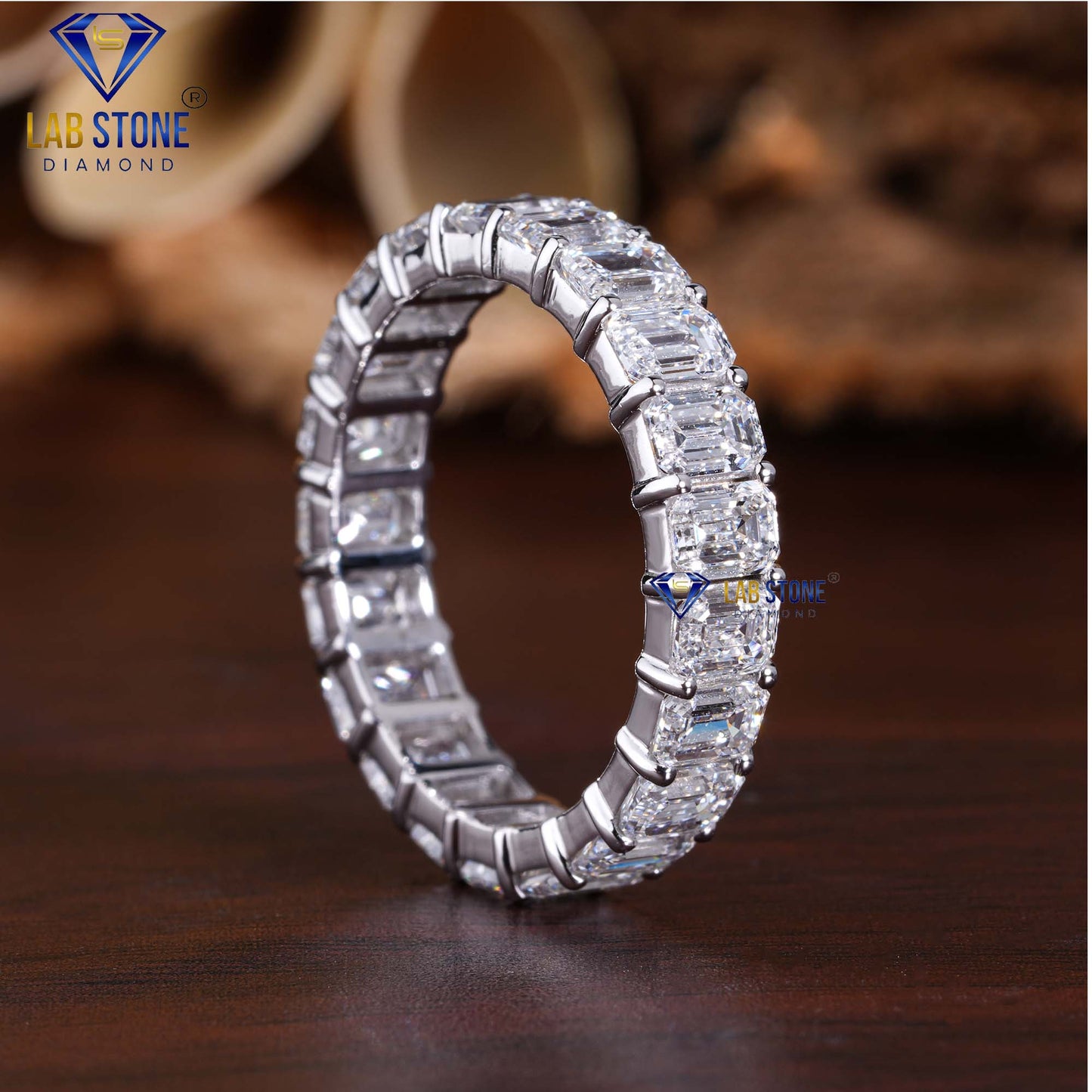 3.74 TDW Emerald Cut Eternity Diamond Band