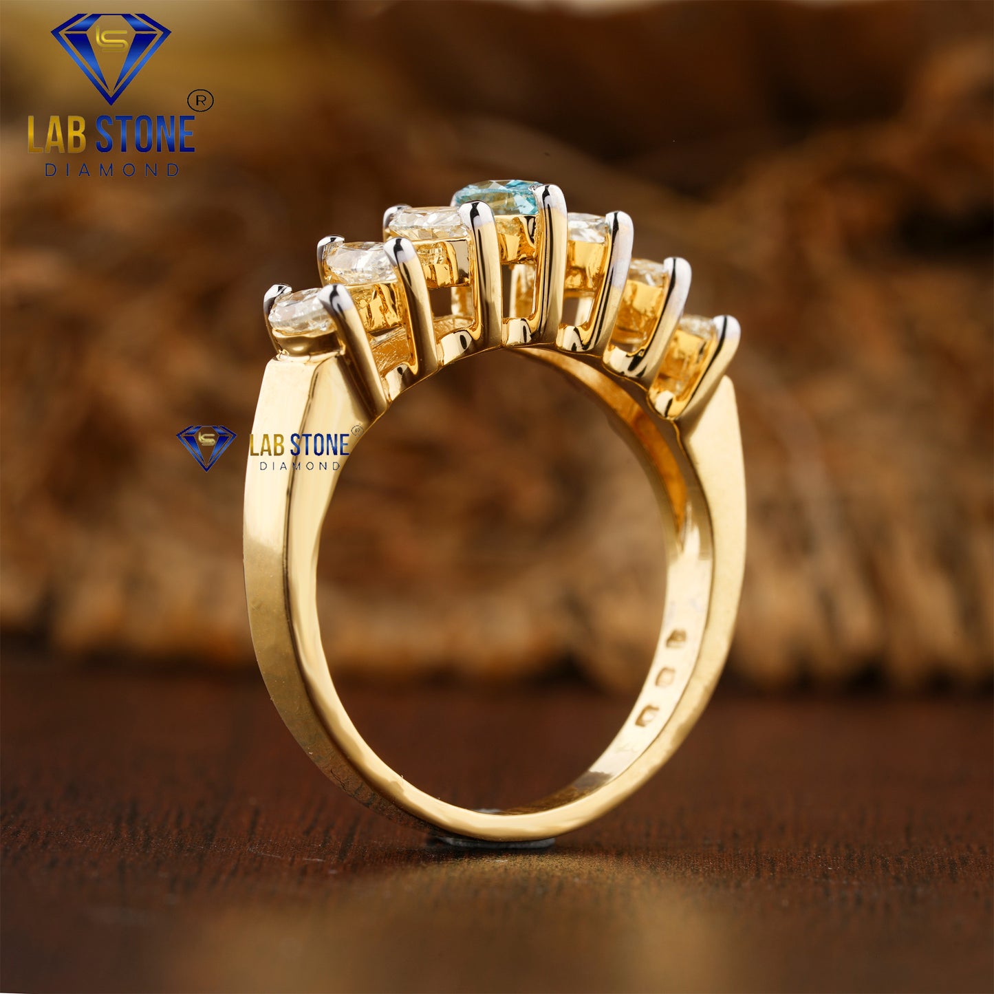 1.40 TDW F. Blue Marquise Cut Diamond Eternity Band