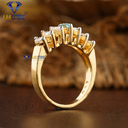 1.40 TDW F. Blue Marquise Cut Diamond Eternity Band