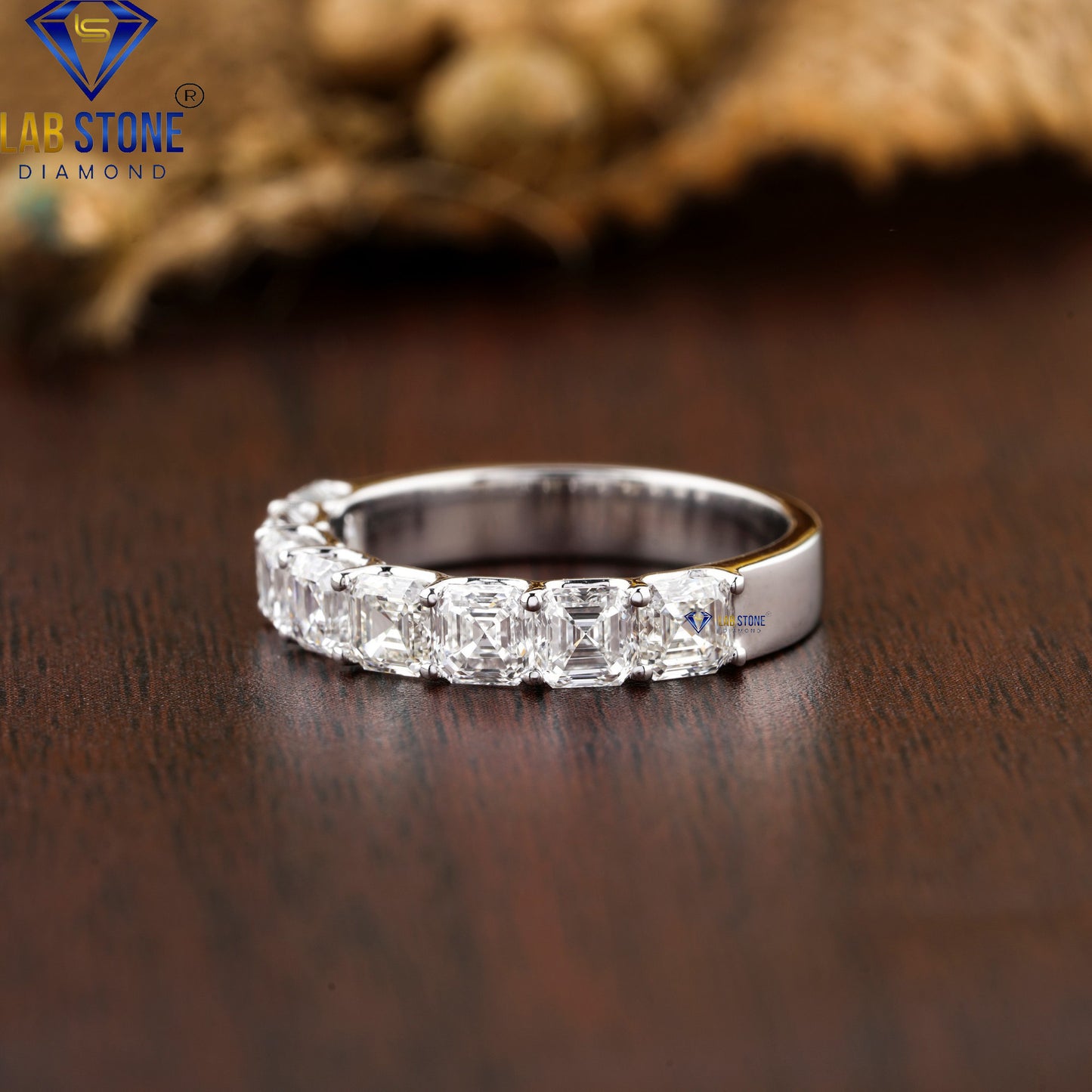 2.16 TDW Asscher Cut Women's Diamond Half Eternity Band