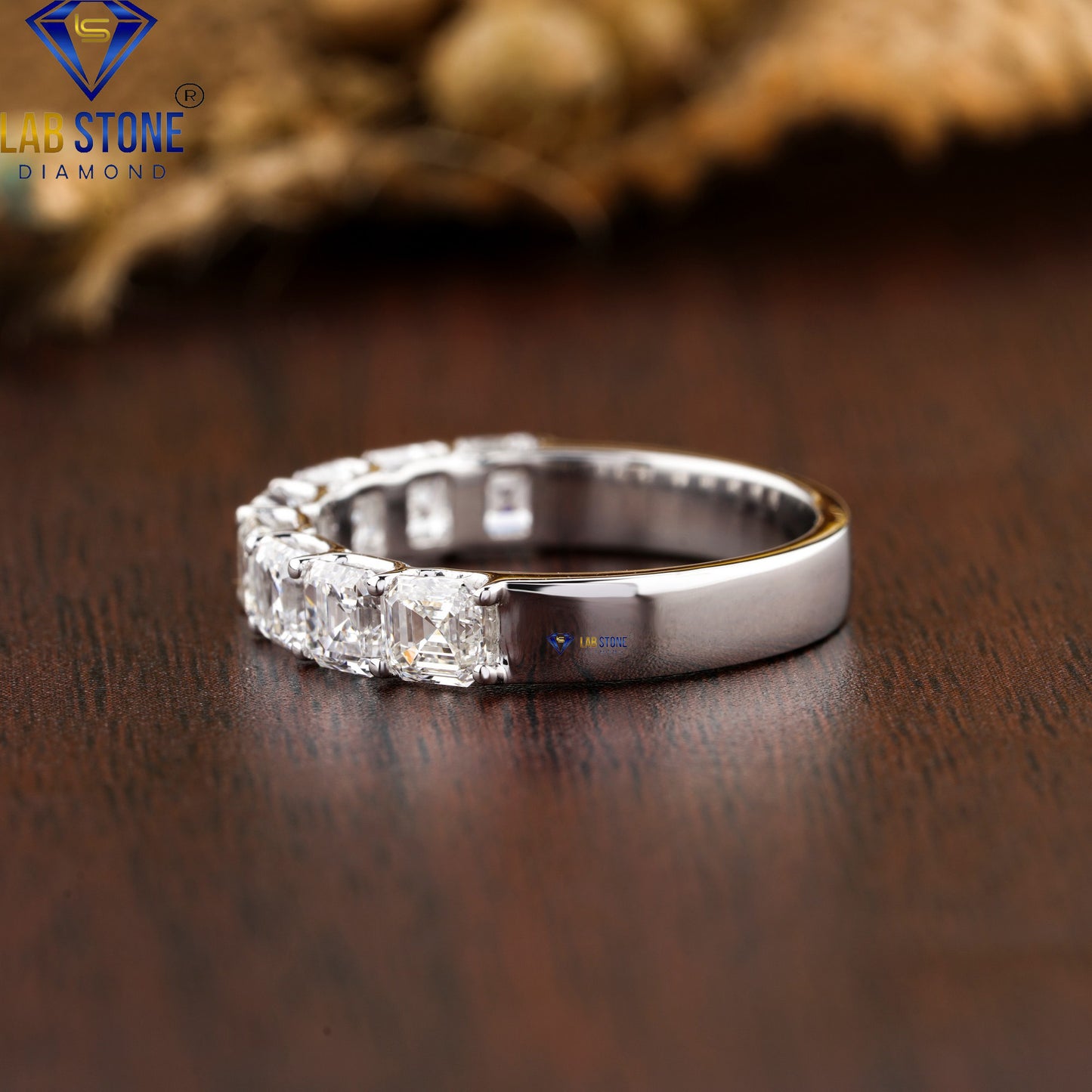 2.16 TDW Asscher Cut Women's Diamond Half Eternity Band