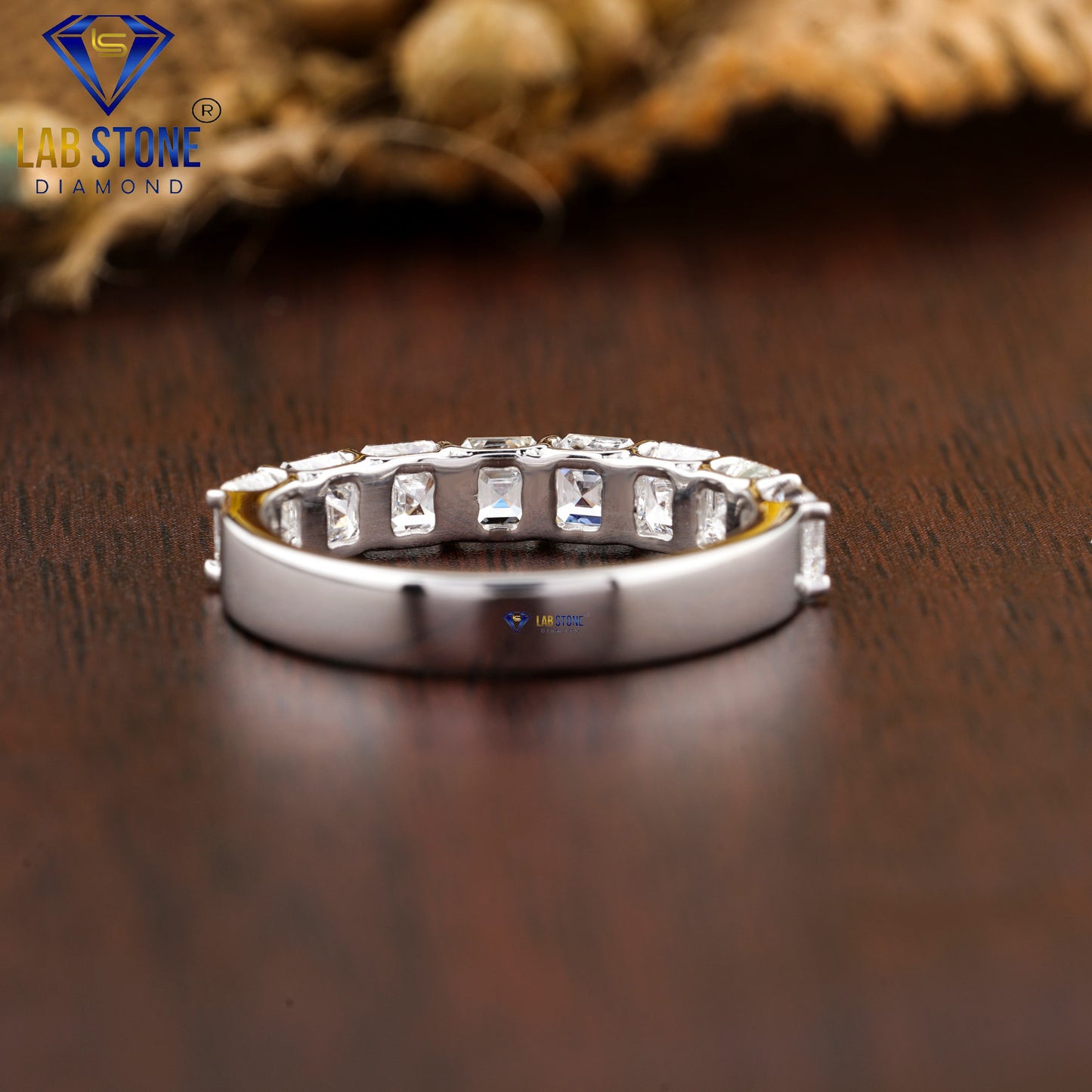 2.16 TDW Asscher Cut Women's Diamond Half Eternity Band