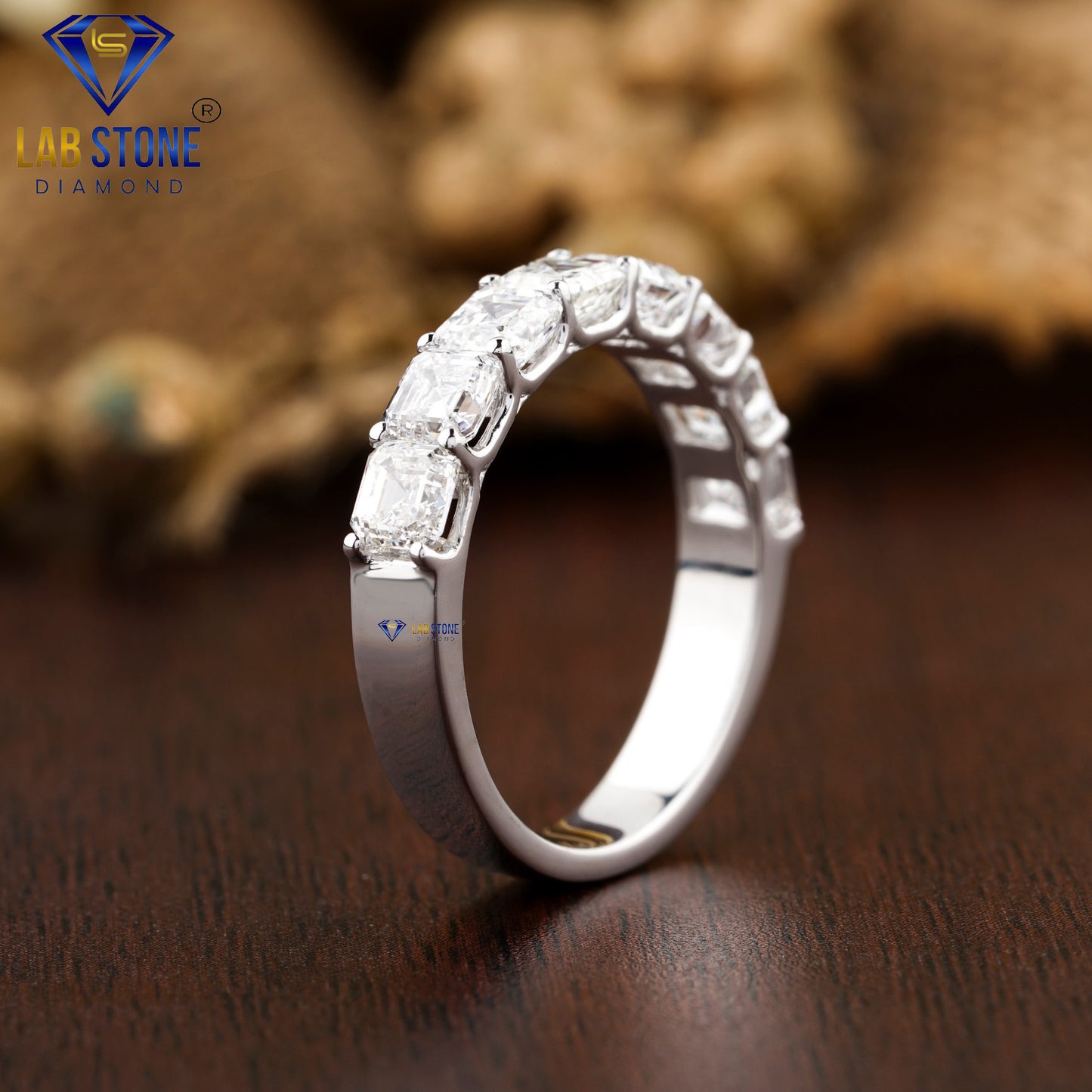 2.16 TDW Asscher Cut Women's Diamond Half Eternity Band