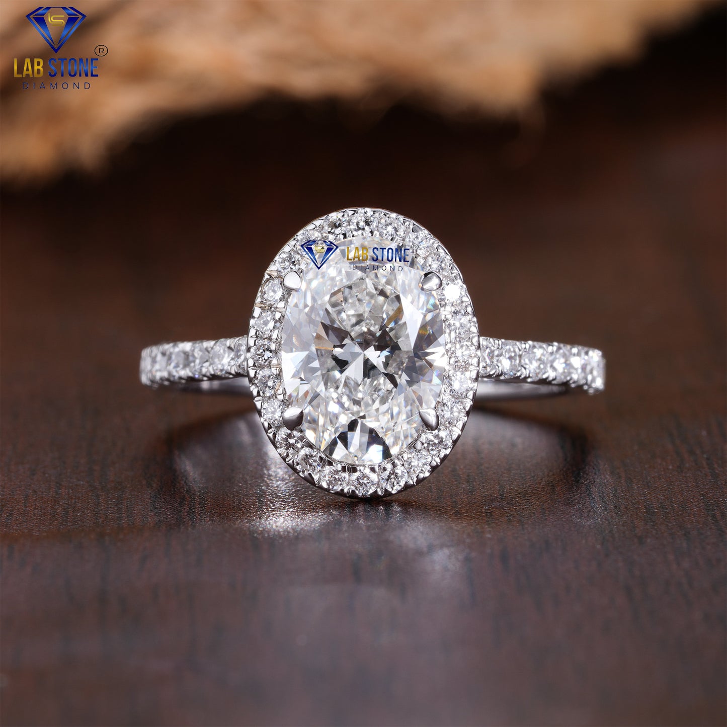 2.36 TDW Oval & Round Cut Women’s Halo Diamond Ring