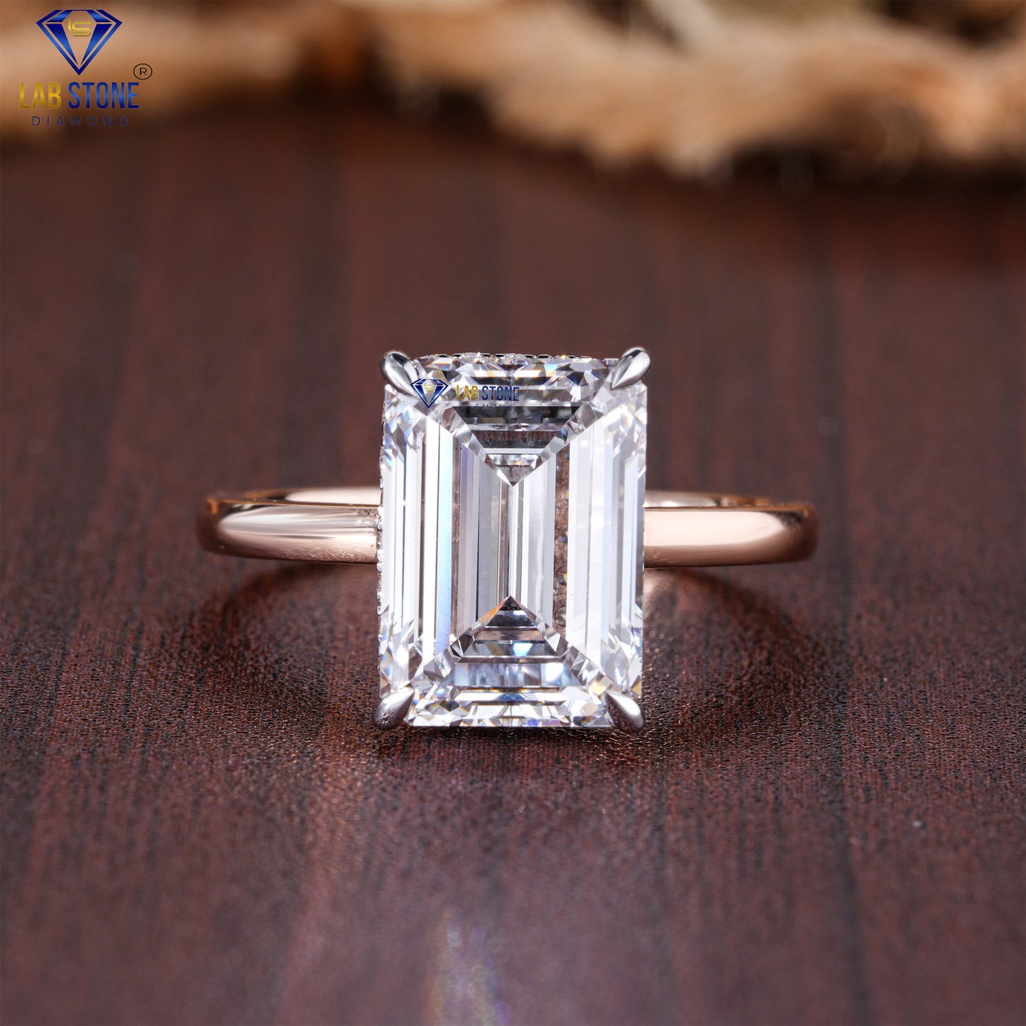 4.64 TDW Emerald & Round Cut Women’s Halo Diamond Ring