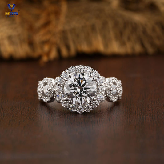 3.26 TDW Round Cut Diamond Women’s Halo Ring