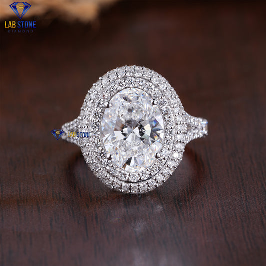 3.17 TDW Oval & Round Cut Women’s Halo Diamond Ring