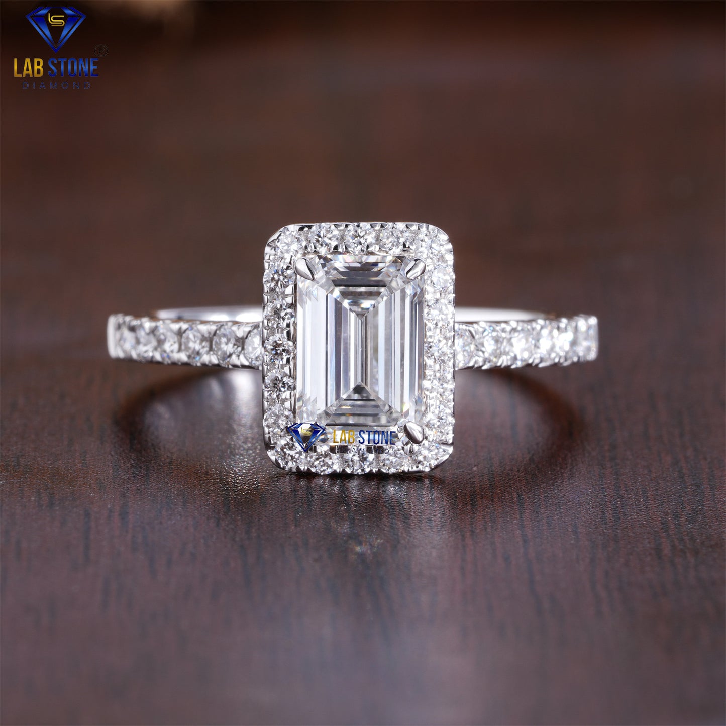 1.83 TDW Round & Emerald Cut Women’s Halo Diamond Ring