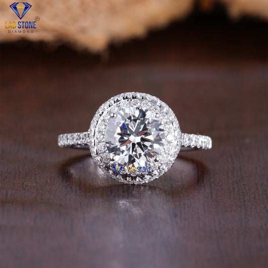 2.036 TDW Round Cut Women’s Halo Diamond Ring