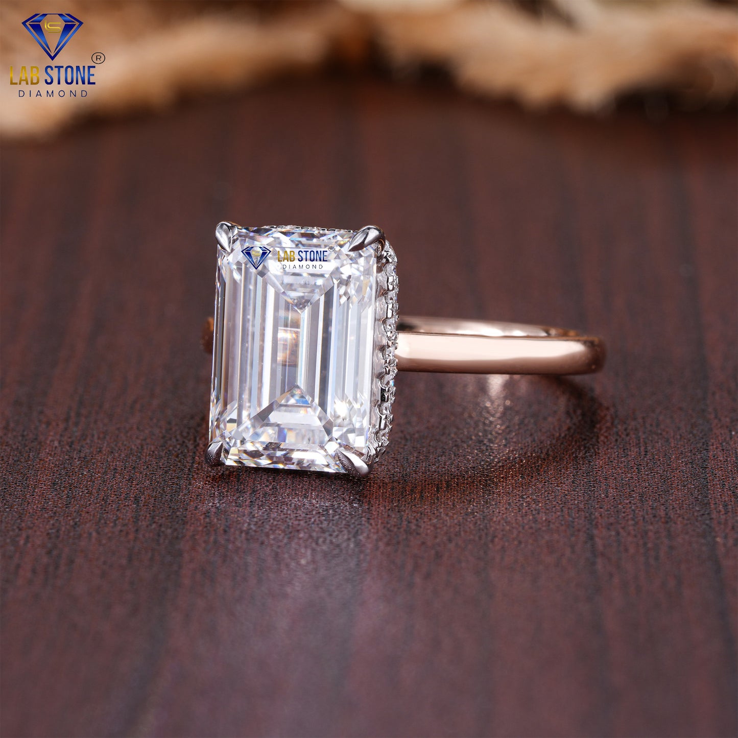 4.64 TDW Emerald & Round Cut Women’s Halo Diamond Ring