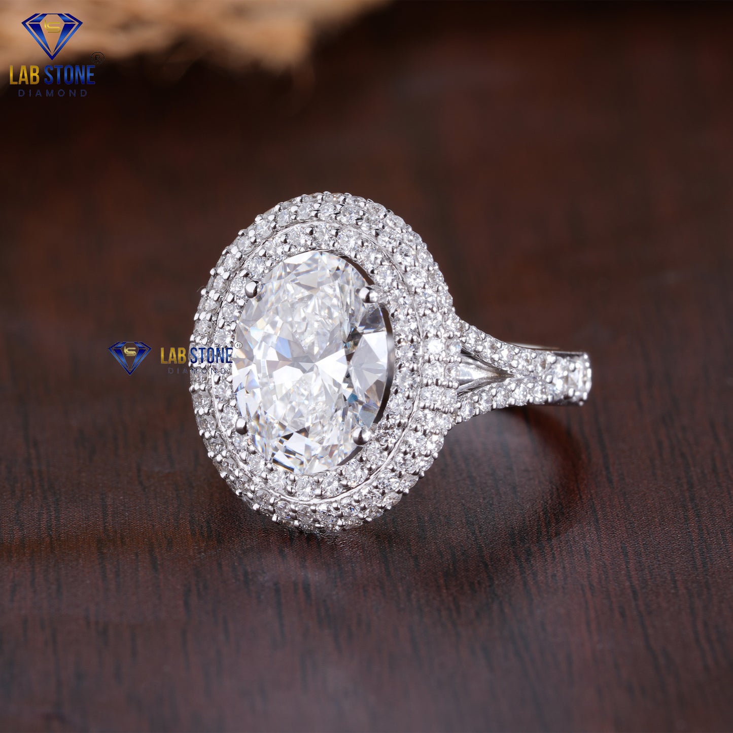 3.17 TDW Oval & Round Cut Women’s Halo Diamond Ring