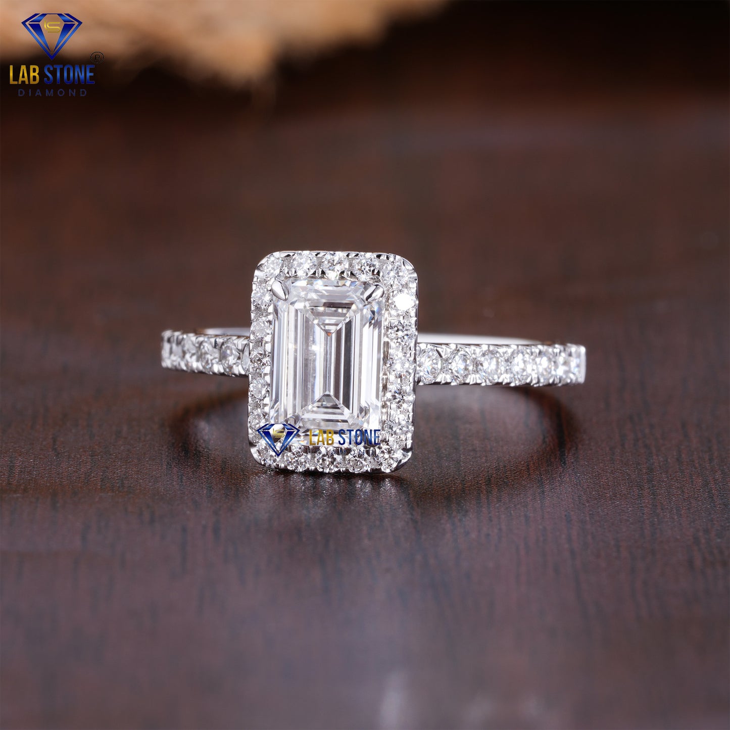 1.83 TDW Round & Emerald Cut Women’s Halo Diamond Ring